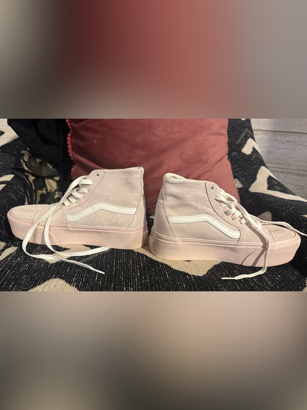 Vans Women’s Light Pink Suede Lace-Up Sneakers